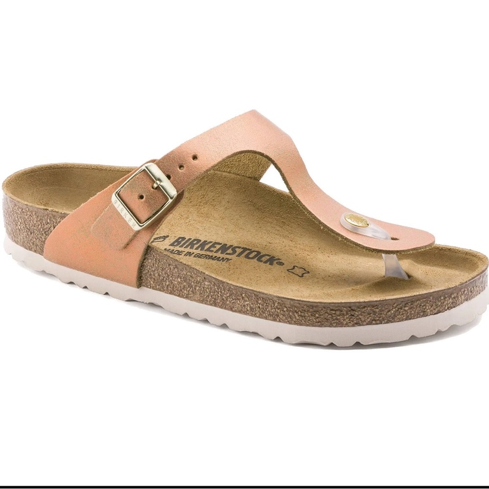 Birkenstock Women's Gizeh Sandal - 39 - Washed Metallic Sea Copper